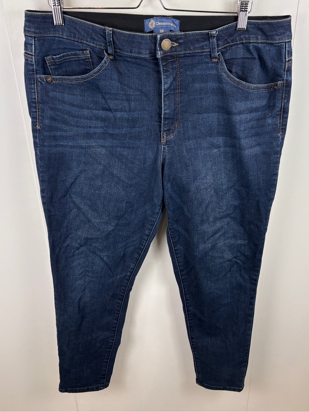 Democracy Dark Wash Denim Ankle Skinny Jeans 16 Stretch Tapered Classic Casual